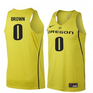 #0 Troy Brown Ducks Men's Basketball Stitch Jersey Yellow