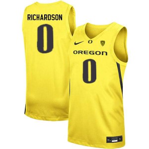 #0 Will Richardson University of Oregon Men's Basketball NCAA Jersey Yellow