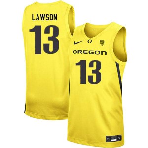 #13 Chandler Lawson Oregon Men's Basketball Embroidery Jerseys Yellow