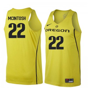 #22 Mikyle McIntosh Oregon Ducks Men's Basketball University Jerseys Yellow