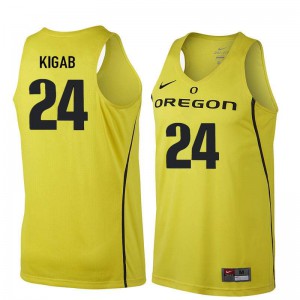 #24 Abu Kigab Oregon Men's Basketball Stitch Jersey Yellow