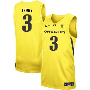 #3 Jalen Terry University of Oregon Men's Basketball Embroidery Jerseys Yellow