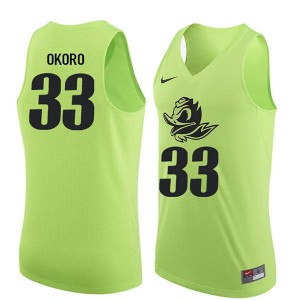 #33 Francis Okoro Oregon Men's Basketball University Jersey Electric Green