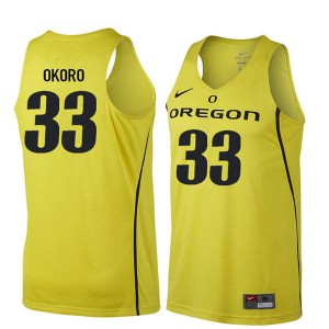 #33 Francis Okoro University of Oregon Men's Basketball University Jerseys Yellow