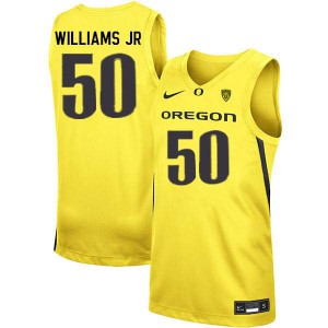 #50 Eric Williams Jr. Oregon Ducks Men's Basketball Basketball Jerseys Yellow