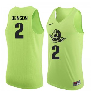 #2 Casey Benson University of Oregon Men's Basketball Stitch Jerseys Electric Green