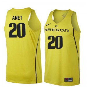 #20 Bob Anet Ducks Men's Basketball Official Jersey Yellow