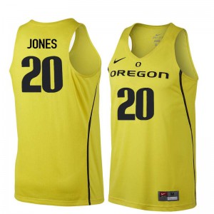 #20 Fred Jones Oregon Ducks Men's Basketball University Jerseys Yellow