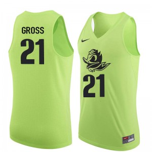 #21 Evan Gross Oregon Men's Basketball Alumni Jerseys Electric Green