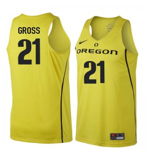 #21 Evan Gross Oregon Ducks Men's Basketball College Jersey Yellow
