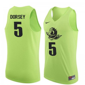 #5 Tyler Dorsey University of Oregon Men's Basketball Basketball Jersey Electric Green