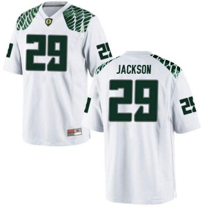 #29 Adrian Jackson Ducks Men's Football Game High School Jersey White