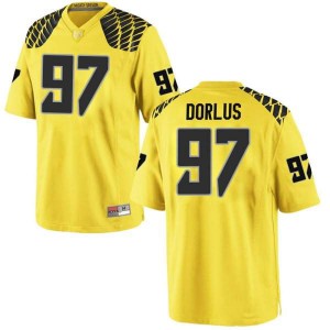 #97 Brandon Dorlus Ducks Men's Football Replica Embroidery Jersey Gold