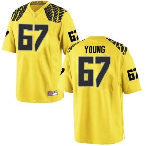 #67 Cole Young Oregon Men's Football Game Player Jerseys Gold