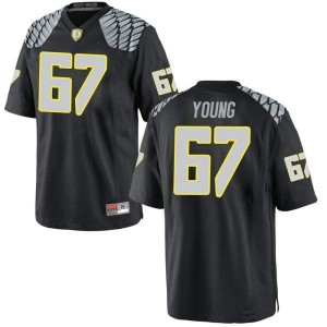 #67 Cole Young Ducks Men's Football Replica Stitched Jersey Black