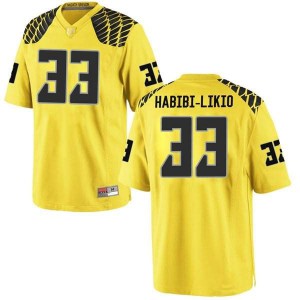 #33 Cyrus Habibi-Likio Ducks Men's Football Replica High School Jerseys Gold