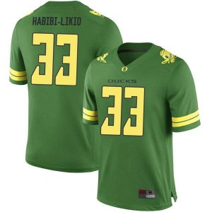 #33 Cyrus Habibi-Likio Ducks Men's Football Replica Official Jerseys Green