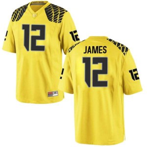 #12 DJ James Ducks Men's Football Replica Embroidery Jersey Gold