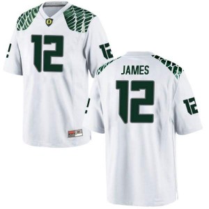 #12 DJ James Ducks Men's Football Replica Stitch Jerseys White