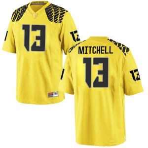 #13 Dillon Mitchell Oregon Ducks Men's Football Replica Stitch Jersey Gold