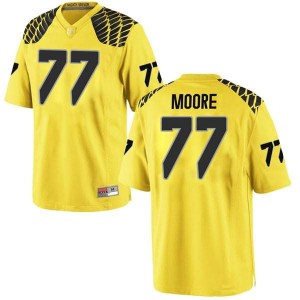 #77 George Moore Oregon Men's Football Replica Football Jersey Gold