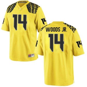#14 Haki Woods Jr. Ducks Men's Football Game Stitch Jerseys Gold