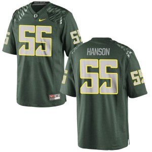 #55 Jake Hanson Oregon Ducks Men's Football Replica University Jersey Green