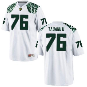 #76 Jonah Tauanu'u Ducks Men's Football Replica NCAA Jersey White