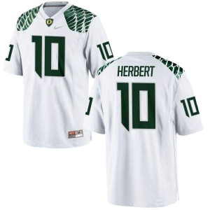 #10 Justin Herbert Oregon Ducks Men's Football Authentic Stitch Jersey White