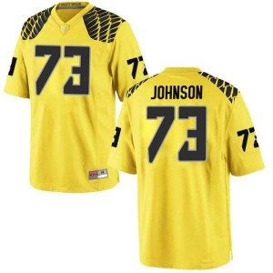 #73 Justin Johnson Oregon Men's Football Replica Football Jersey Gold