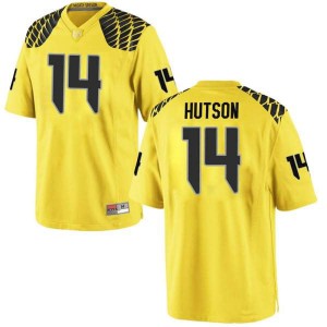#14 Kris Hutson Ducks Men's Football Game Football Jersey Gold