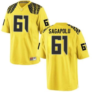 #61 Logan Sagapolu University of Oregon Men's Football Game Football Jersey Gold