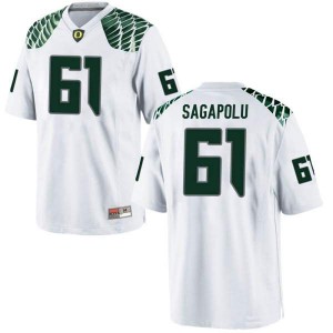 #61 Logan Sagapolu Ducks Men's Football Replica University Jersey White