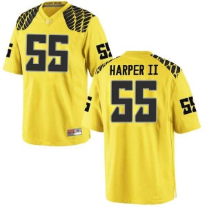 #55 Marcus Harper II Ducks Men's Football Game Football Jersey Gold