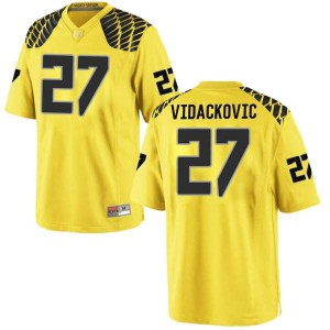 #27 Marko Vidackovic University of Oregon Men's Football Replica Official Jersey Gold