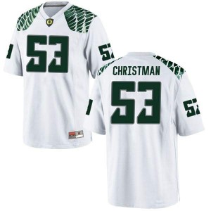 #53 Matt Christman Ducks Men's Football Game High School Jersey White