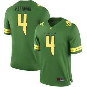 #4 Mycah Pittman Ducks Men's Football Replica Player Jersey Green