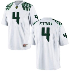 #4 Mycah Pittman Ducks Men's Football Replica Embroidery Jerseys White