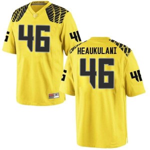 #46 Nate Heaukulani Ducks Men's Football Game High School Jersey Gold