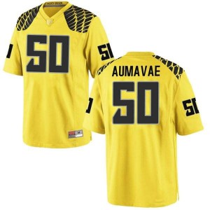 #50 Popo Aumavae UO Men's Football Game Stitched Jersey Gold