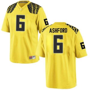 #6 Robby Ashford Oregon Ducks Men's Football Replica Stitched Jersey Gold