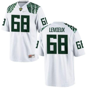 #68 Shane Lemieux University of Oregon Men's Football Replica Embroidery Jerseys White