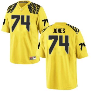 #74 Steven Jones Ducks Men's Football Game Stitch Jersey Gold