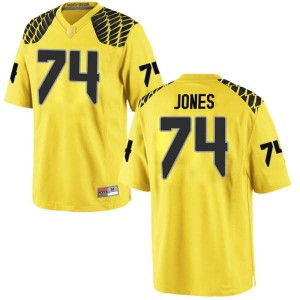 #74 Steven Jones University of Oregon Men's Football Replica Player Jersey Gold