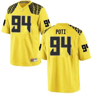 #94 Sua'ava Poti Oregon Ducks Men's Football Replica Stitch Jersey Gold