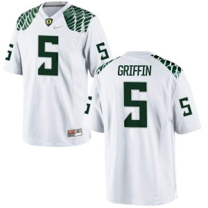 #5 Taj Griffin University of Oregon Men's Football Game Stitch Jerseys White