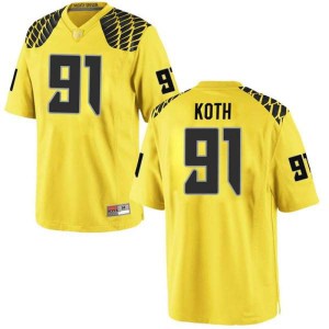 #91 Taylor Koth Oregon Ducks Men's Football Game Stitch Jersey Gold