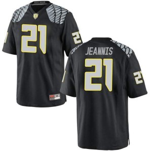 #21 Tevin Jeannis Oregon Men's Football Replica Embroidery Jerseys Black