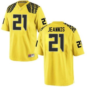 #21 Tevin Jeannis Oregon Ducks Men's Football Replica Stitched Jerseys Gold