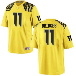 #11 Trikweze Bridges Oregon Ducks Men's Football Replica NCAA Jerseys Gold